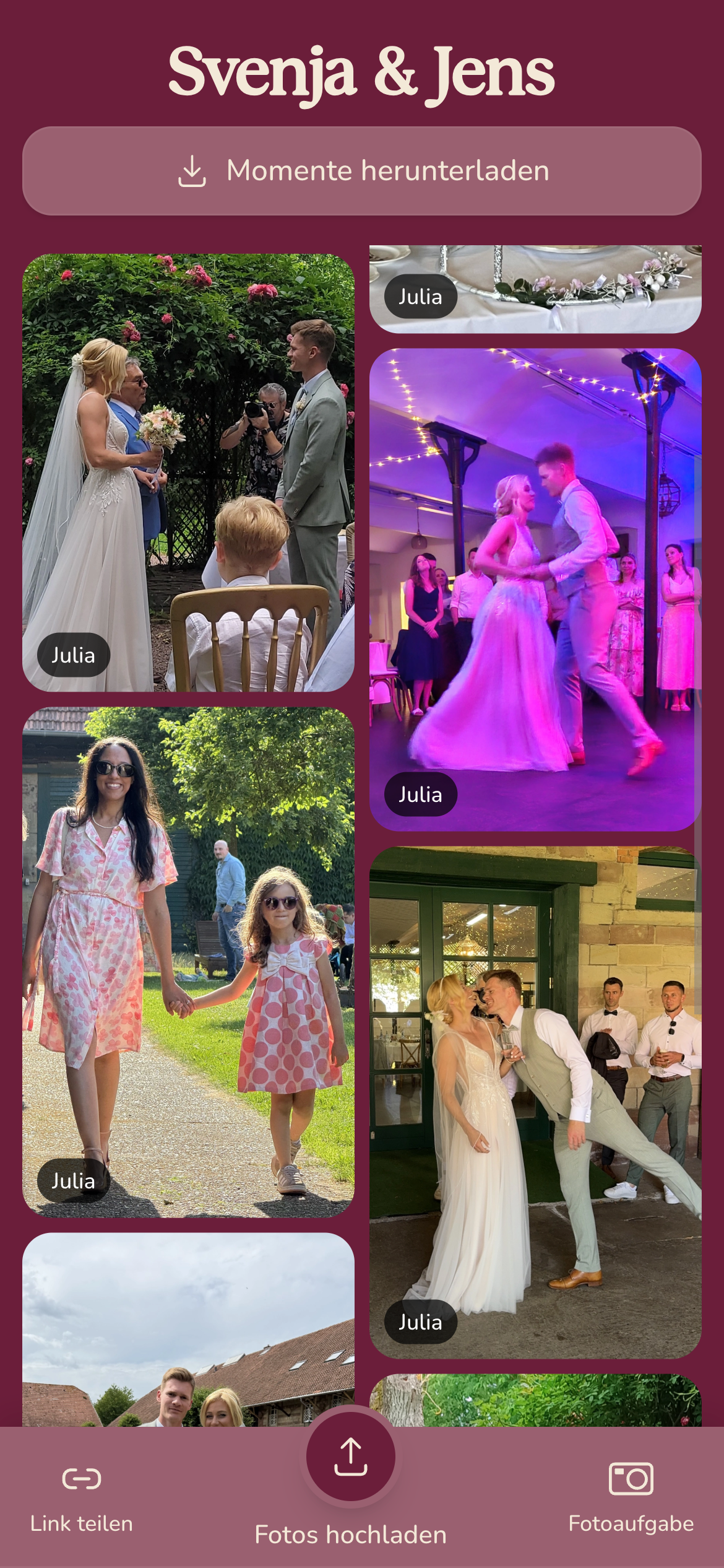 Gäste-App in Burgunder